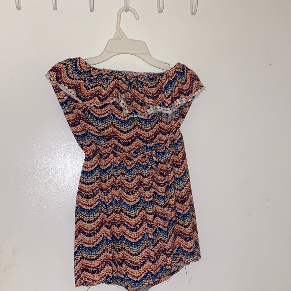 Ruffled medium multi-colored top